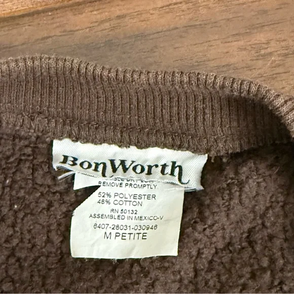 BonWorth Petite Brown Embroidered Bird Floral Button Cardigan Sweater M - Picture 6 of 7